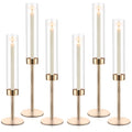Black Set of 6 Glass Taper Candle Holders W6813