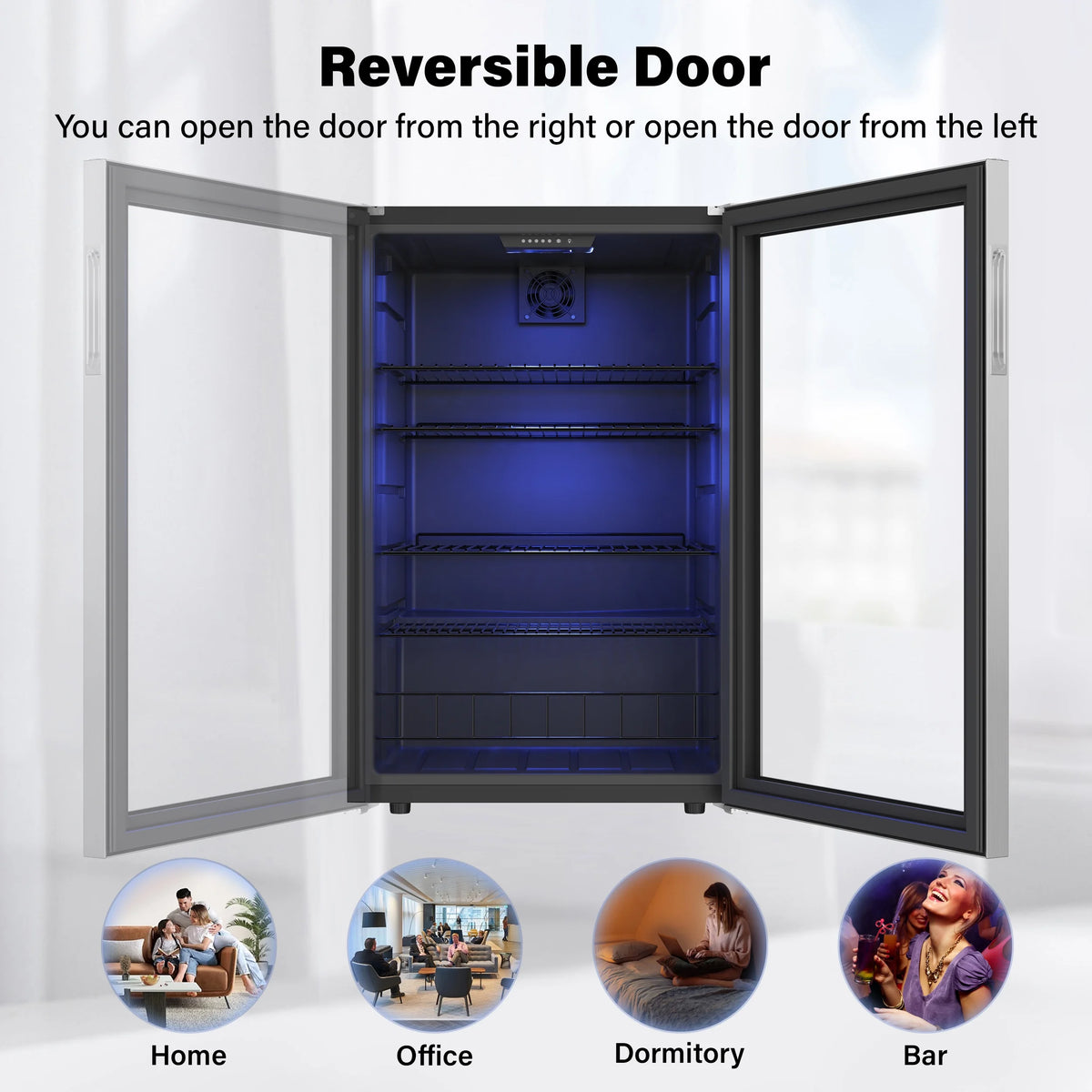 141-180 Can Freestanding Mini Beverage Refrigerator with Glass Door J2382