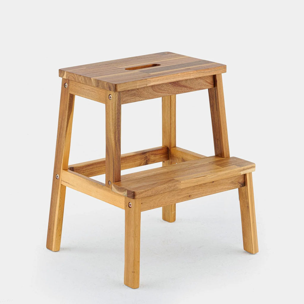 Acacia Wood Two Steps Stool Small Size Rectangle Top U5221