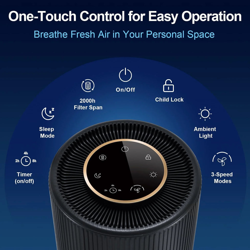 Black H13 True HEPA Air Purifier T989557