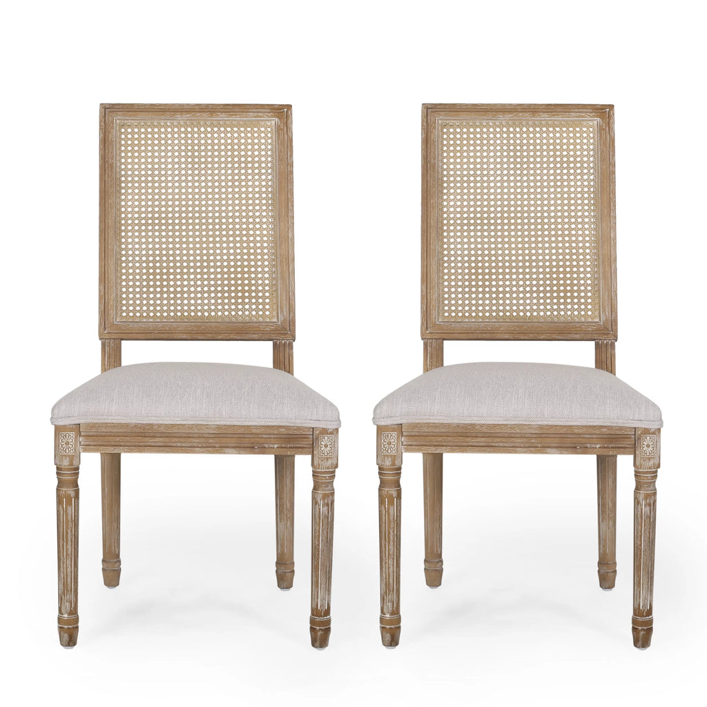 Light Gray Natural Wood Dining Chair Set of 2 Q740237