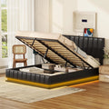 Queen Size Upholstered Platform Bed with LED Lights and USB Ports N24184