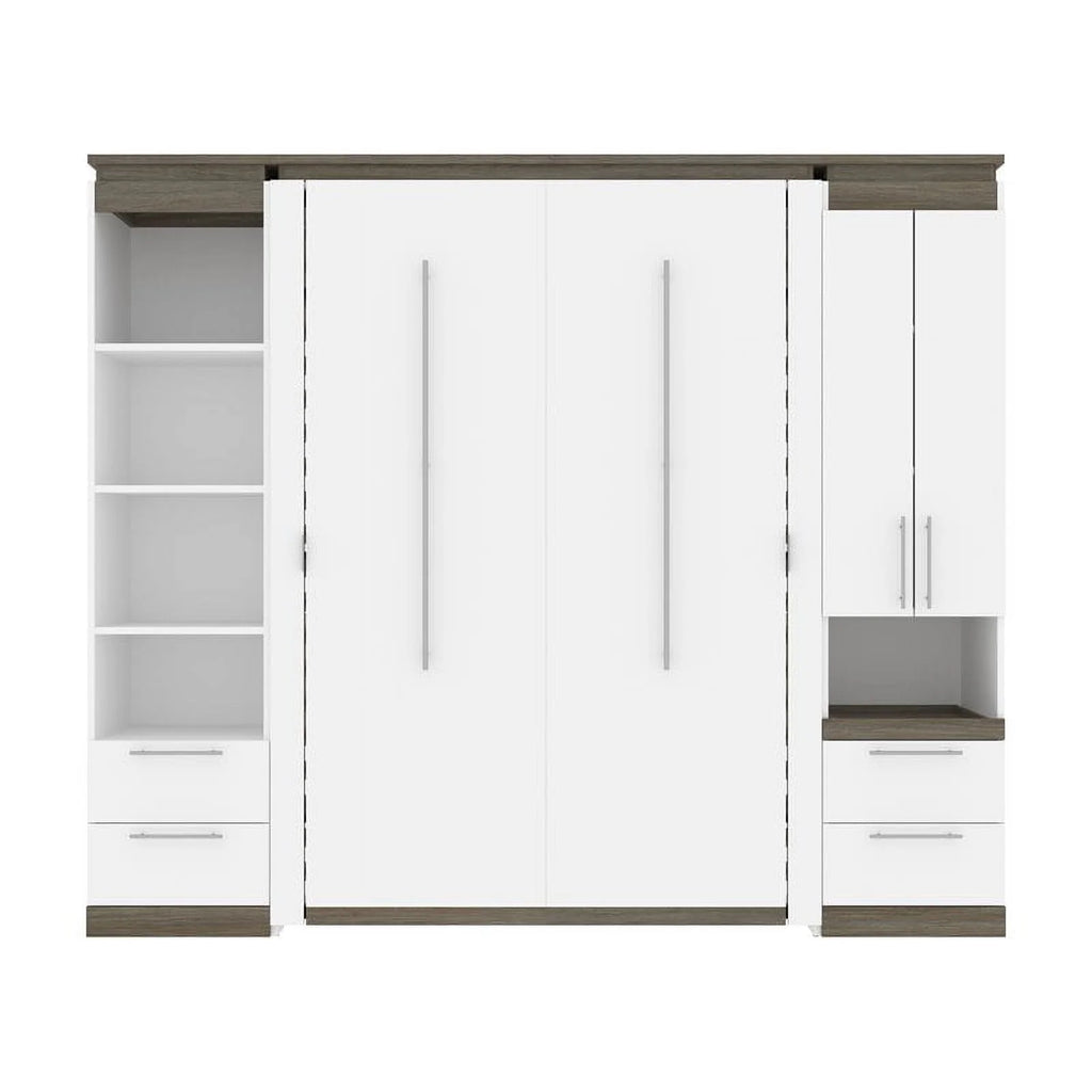 Modern Wood Full Murphy Bed with Storage Drawers in White E508824