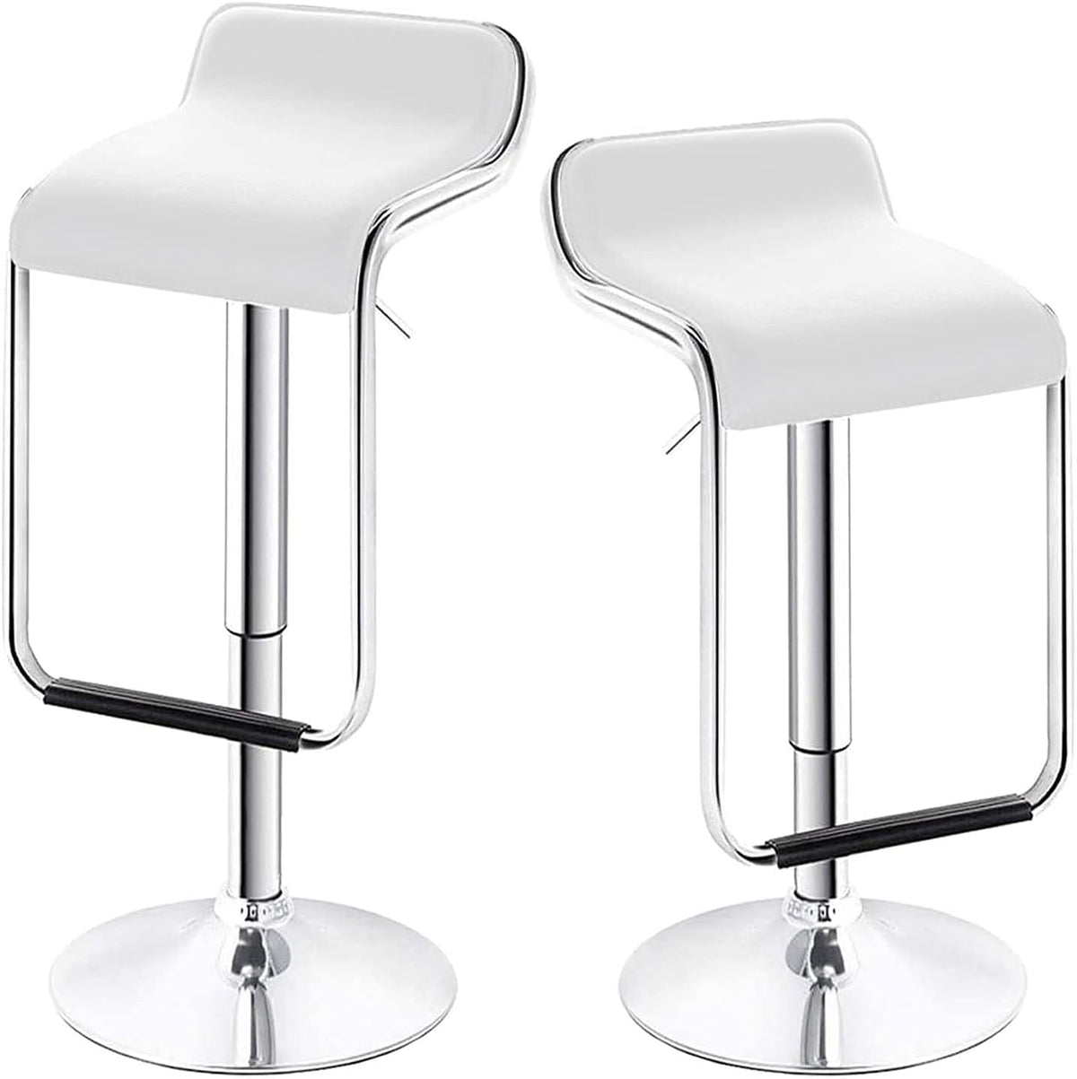 White Set of 2 Swivel Adjustable Bar Stools with Arms Q944