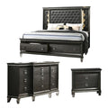 Gray 3 Piece California King Bedroom Set with Light up Headboard B742848