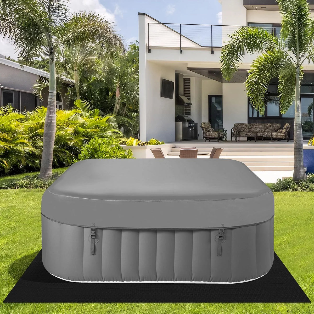 4-6 Person Inflatable Hot Tub with 130 Jets and Cover F9691