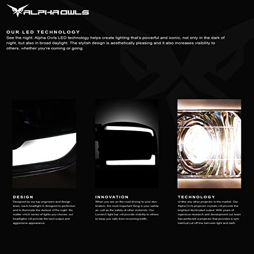 Full LED Projector Headlights With Switchback Sequential LED Light Bar & Startup Light - Black Amber I6995