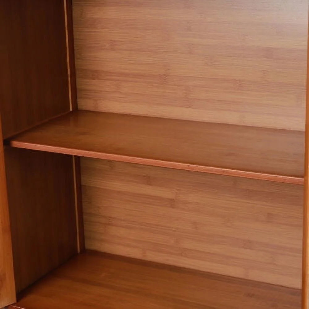 Wooden Storage Pantry Cupboard with 3 Drawers and 2 Acrylic Doors Brown V4718