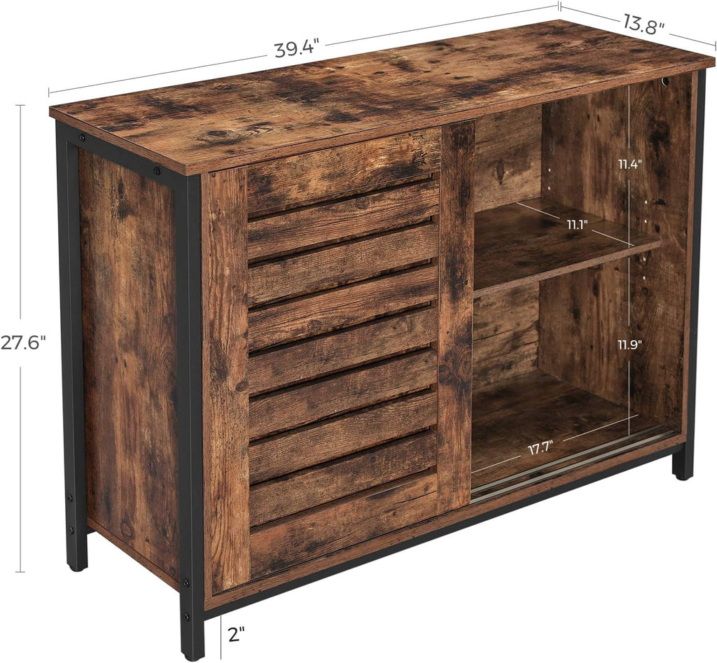 Rustic Brown Sideboard with Sliding Doors Q568
