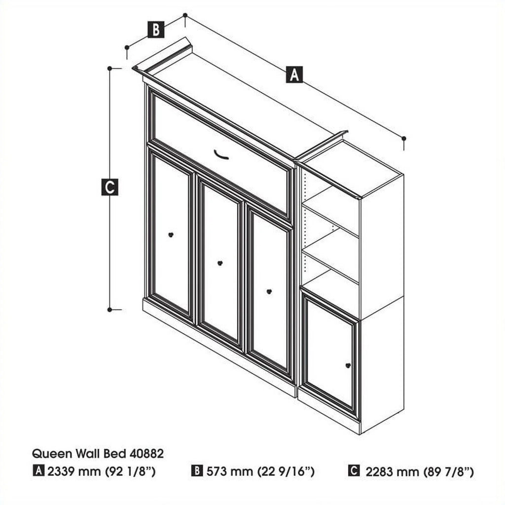Queen Murphy Bed and Organizer with Doors in White C797683