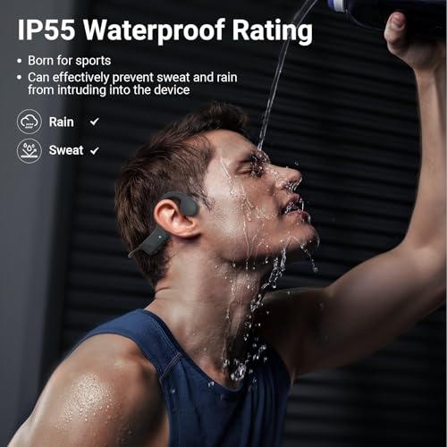 Bone Conduction Headphones IP55 Waterproof Sports Headset with Earplugs O4816