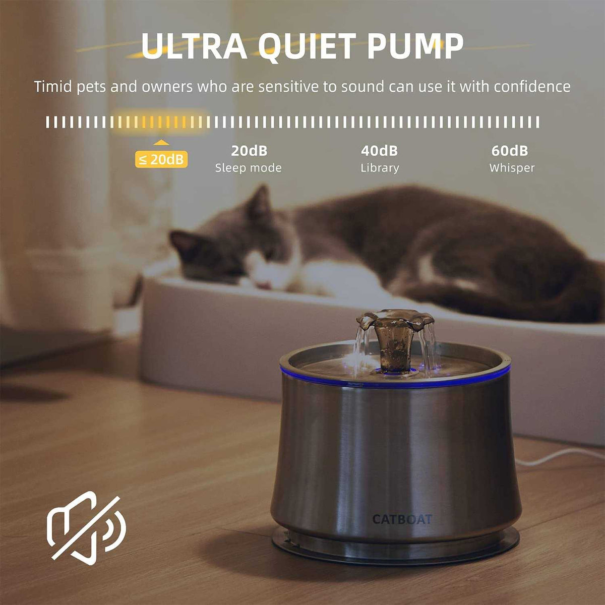 Stainless Steel 2.5L Cat Water Fountain Z271