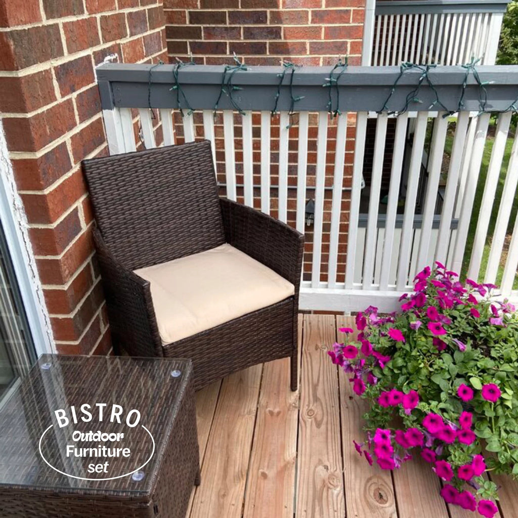 3 Piece Patio Rattan Furniture Set Beige I327
