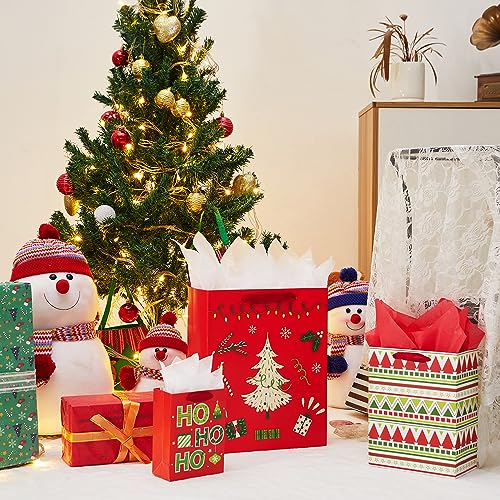 Assorted Sizes Christmas Gift Bags with Tissue Paper, 9 Pack E464620