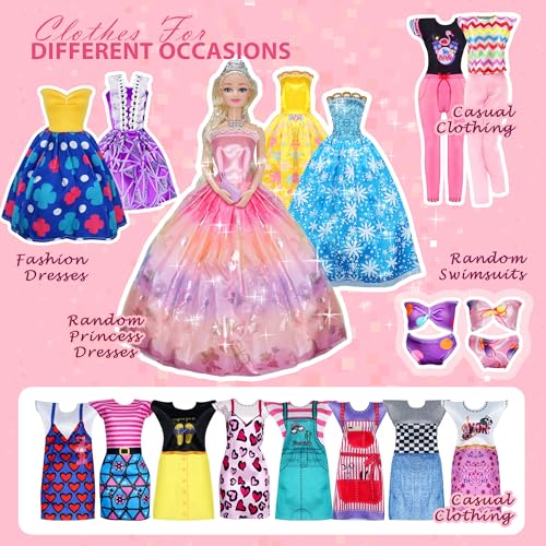 Doll Clothes and Accessories with Princess Gowns Dresses Shoes V1912
