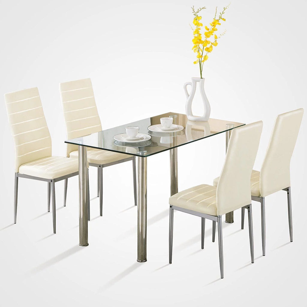 White 5 Piece Dining Table Set P380