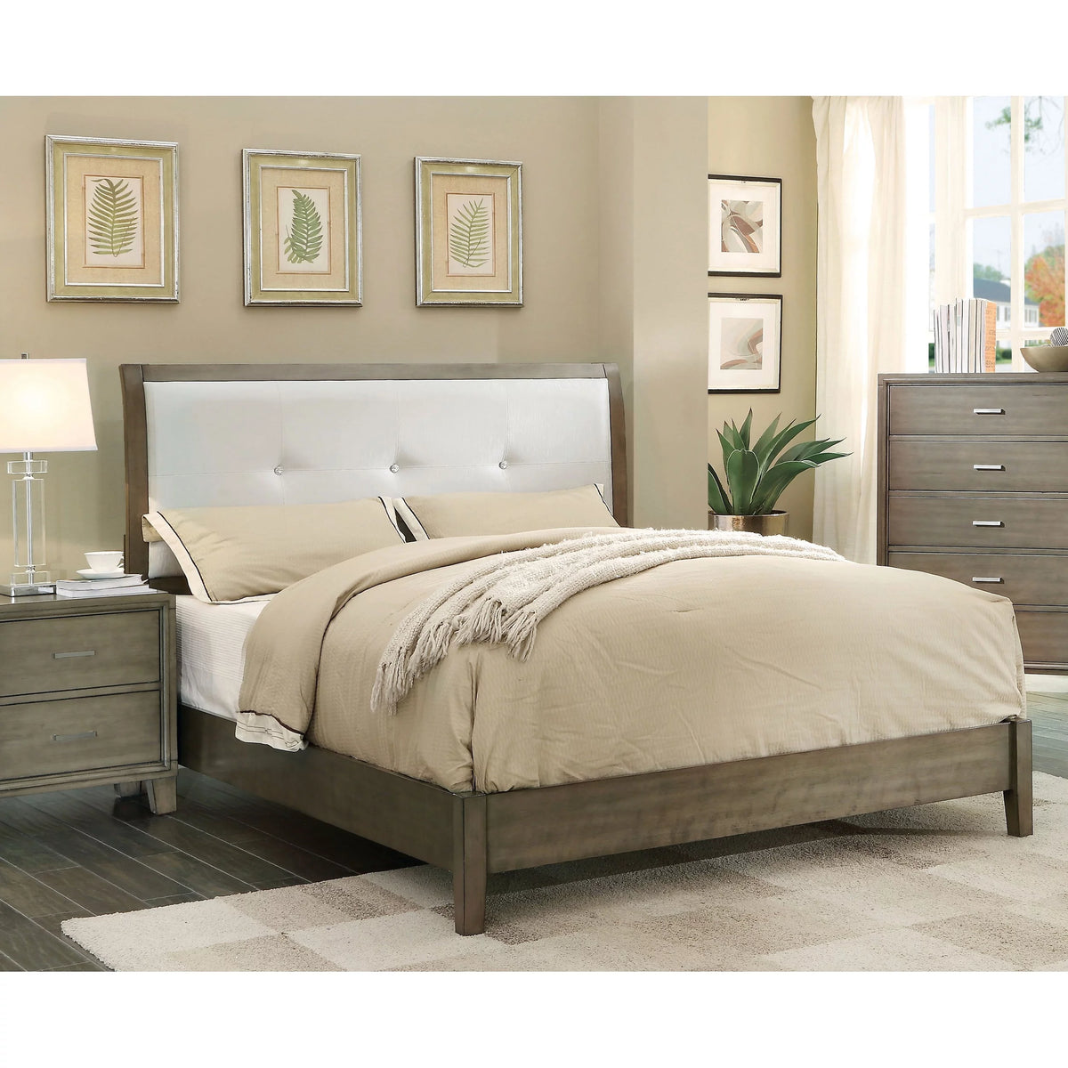 Brown Faux Leather Upholstered Platform Bed G96066