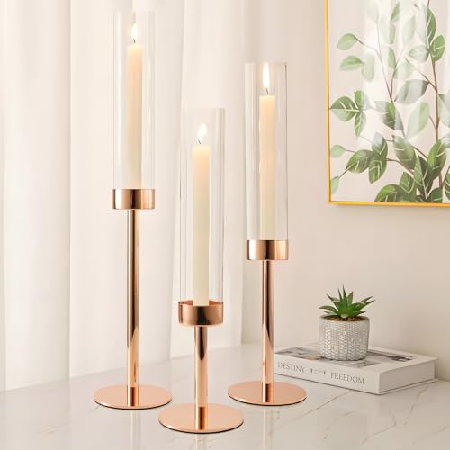 Black Set of 6 Glass Taper Candle Holders W6813