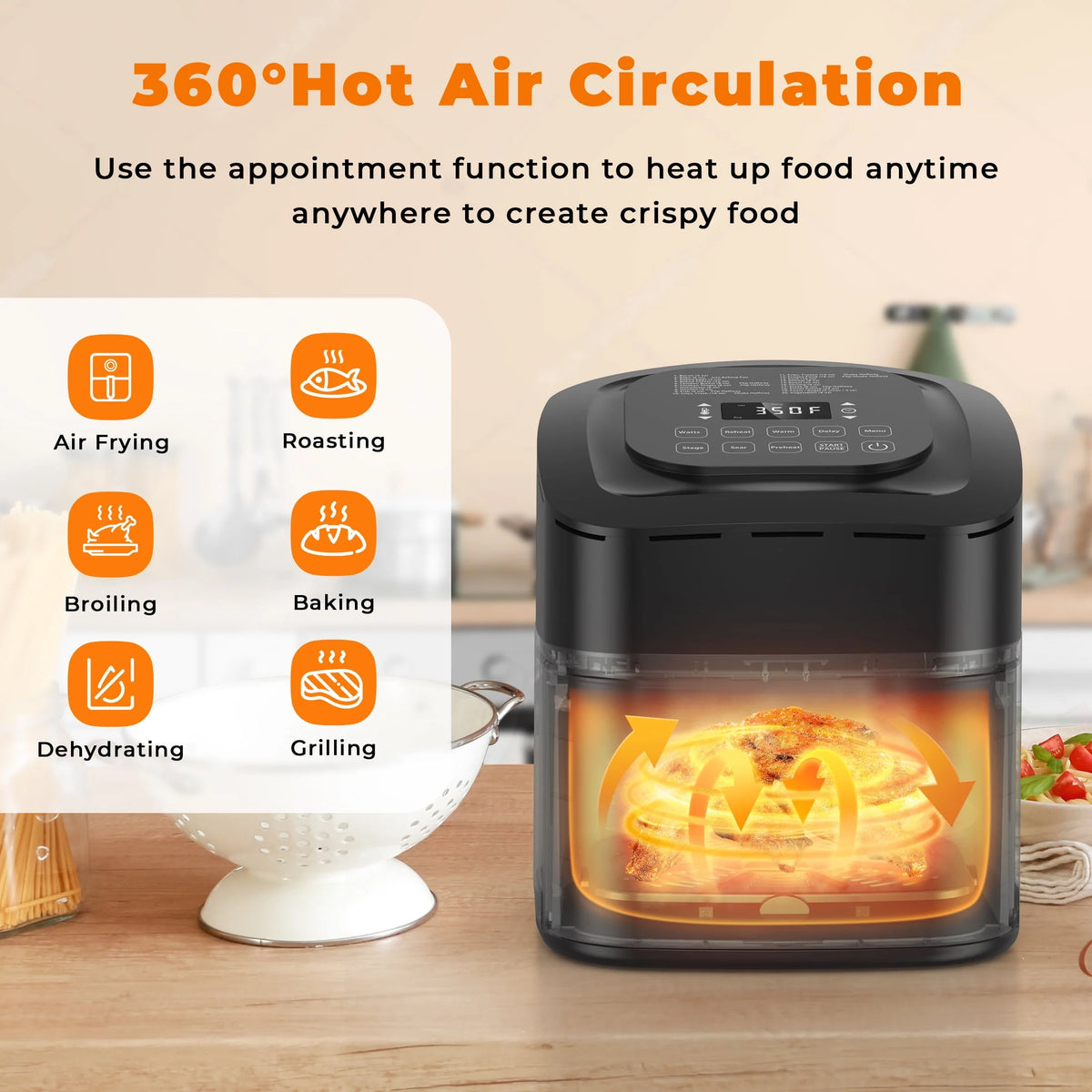 8 Quart 1800W Air Fryer with Probe A9478