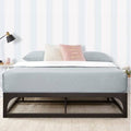 12 inch Hinged Metal Platform Bed with Steel Slats, Black, Twin B576