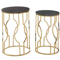 Gold Metal and Marble Accent Tables Set of 2 T692