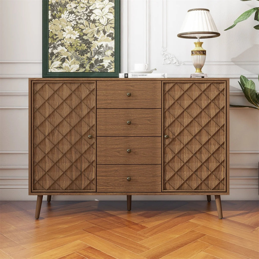 Mid-Century Sideboard Buffet Cabinet with 3 Drawers and 2 Doors U1508