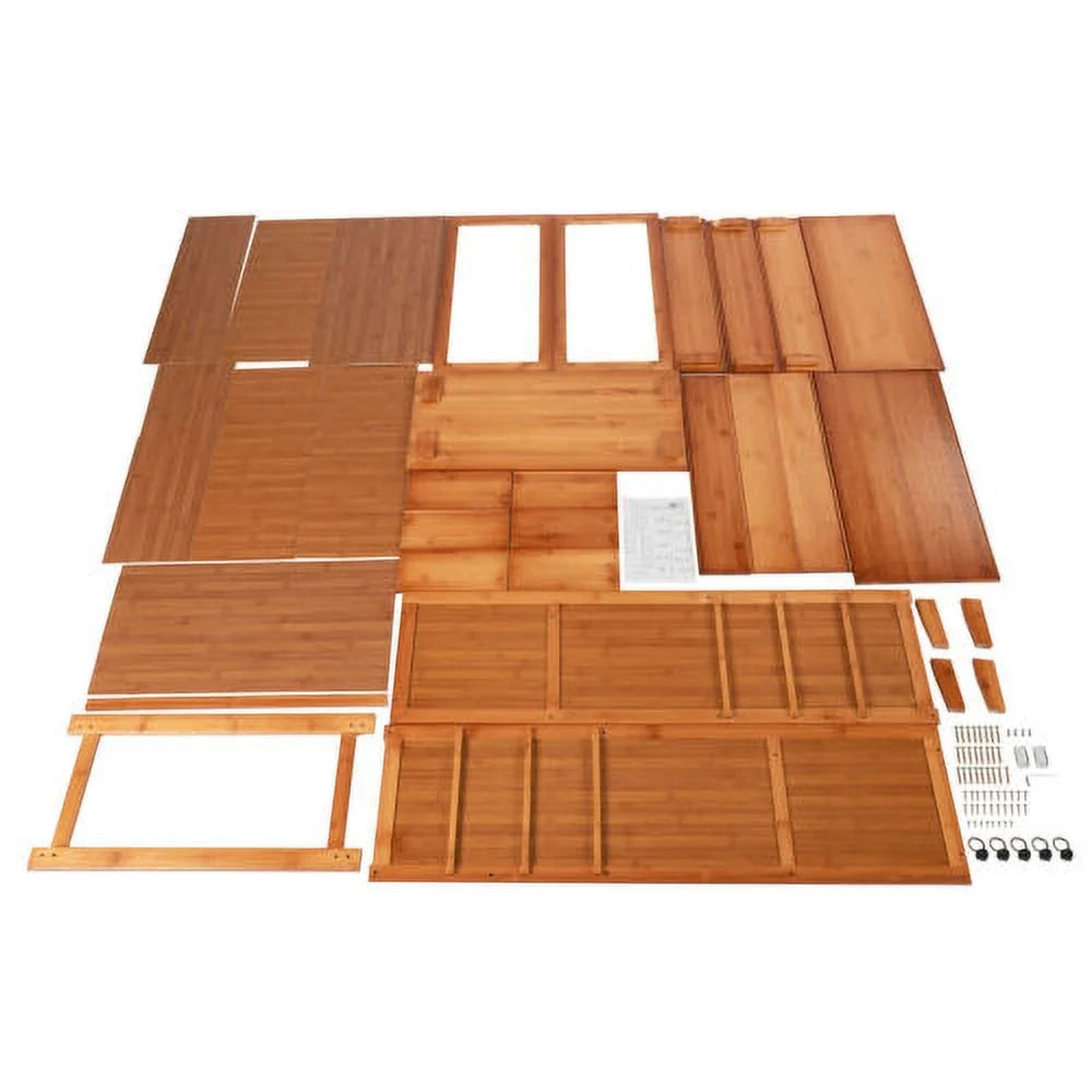 Wooden Storage Pantry Cupboard with 3 Drawers and 2 Acrylic Doors Brown V4718