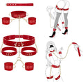 Bondage Kit Restraints 7PCS Set with Adjustable Handcuffs Ankle Thigh Cuff Cross Waist Strap Collar N190