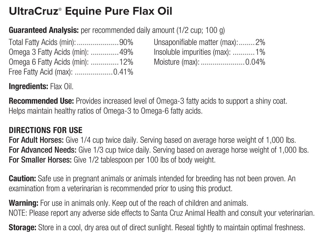 Pure Flax Oil Supplement for Horses and Livestock, 4 x 1 Gallon O24338