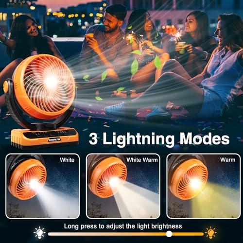 Camping Fan 40000mAh Rechargeable Hanging High Velocity Floor Fan Auto Oscillation Remote Control Timer Cordless Q794