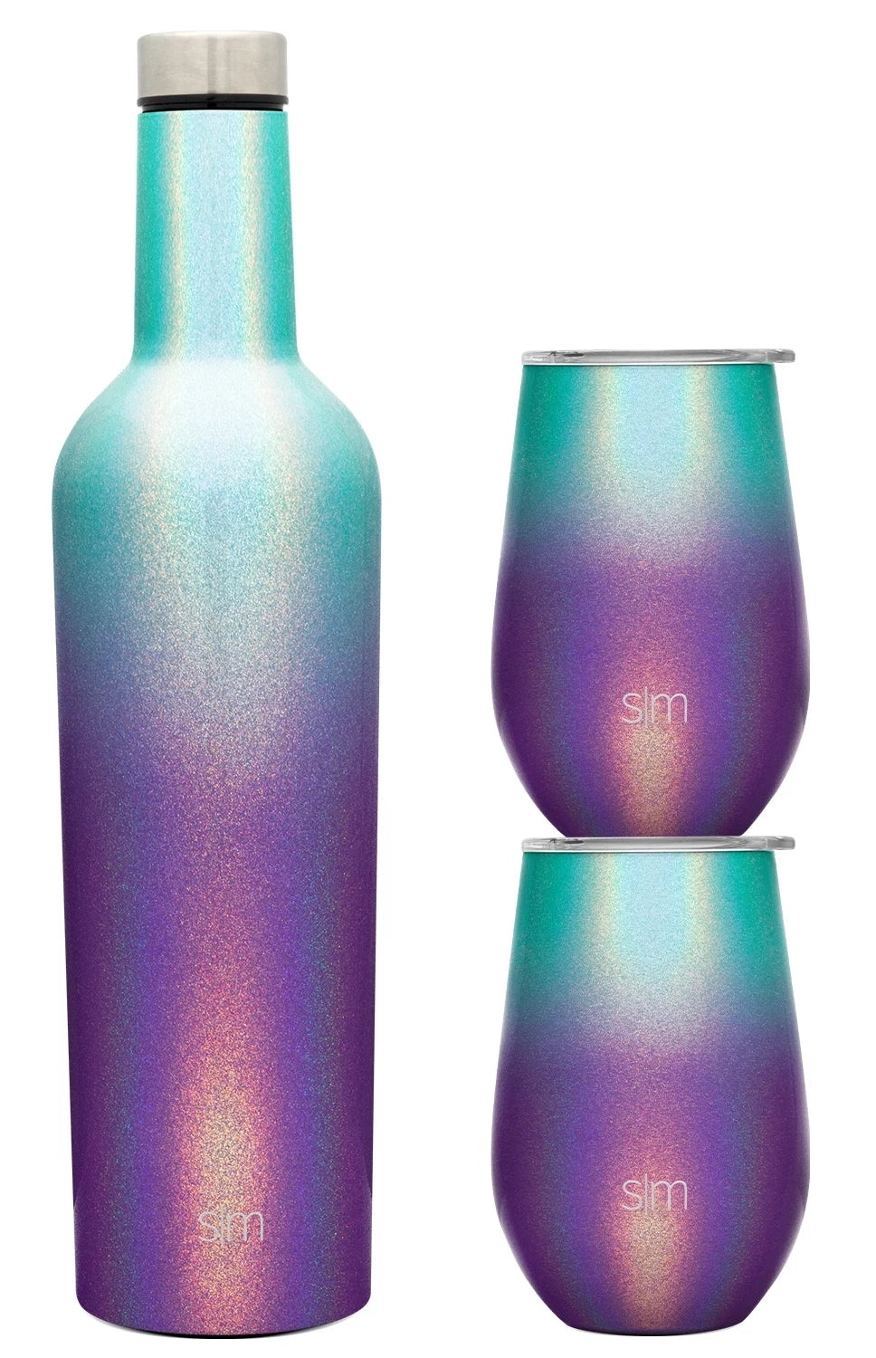 12oz Wine Tumbler Glasses with Lids & Wine Bottle Z307041