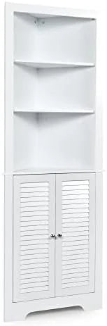 Corner Hutch Cabinet with Shutter Doors and Adjustable X392