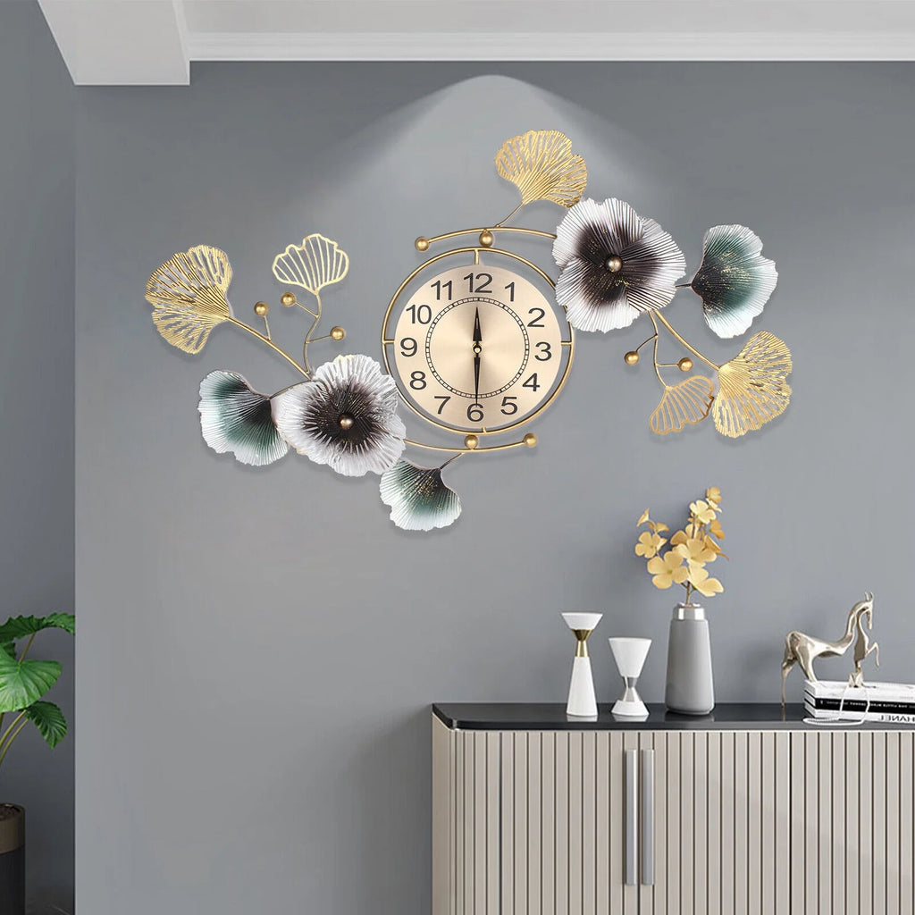 Ginkgo Leaf Wall Clock 90*45cm Mute Battery Operated J27781