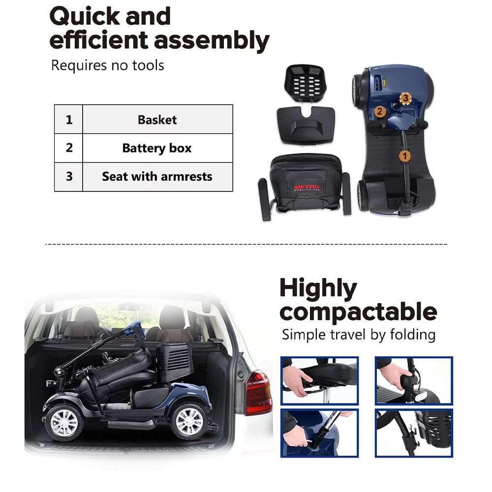 Heavy Duty Electric Mobility Scooter with Detachable Basket M675