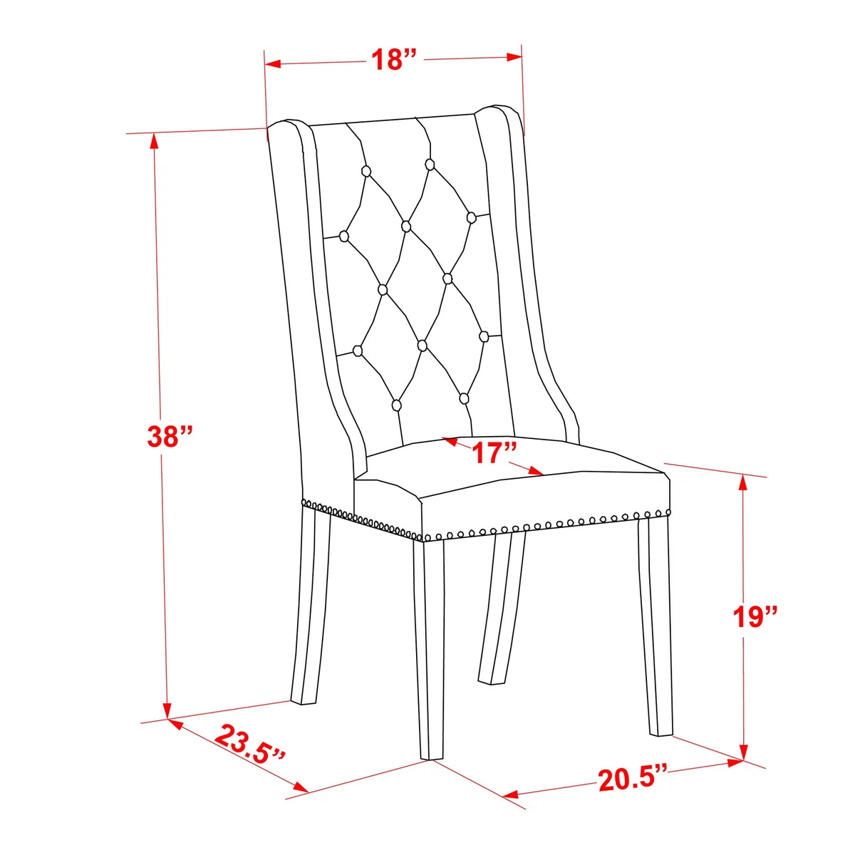 38" Fabric Dining Chairs Set of 2 B7168
