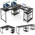 L-Shaped Convertible Computer Desk with 4-Tier Shelves E850