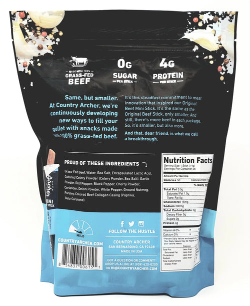 100% Grass-Fed Beef Sticks Minis Original 56 Individually Wrapped Sticks X7216