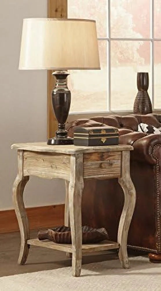 Reclaimed Wood End Table with 1 Drawer Y5478