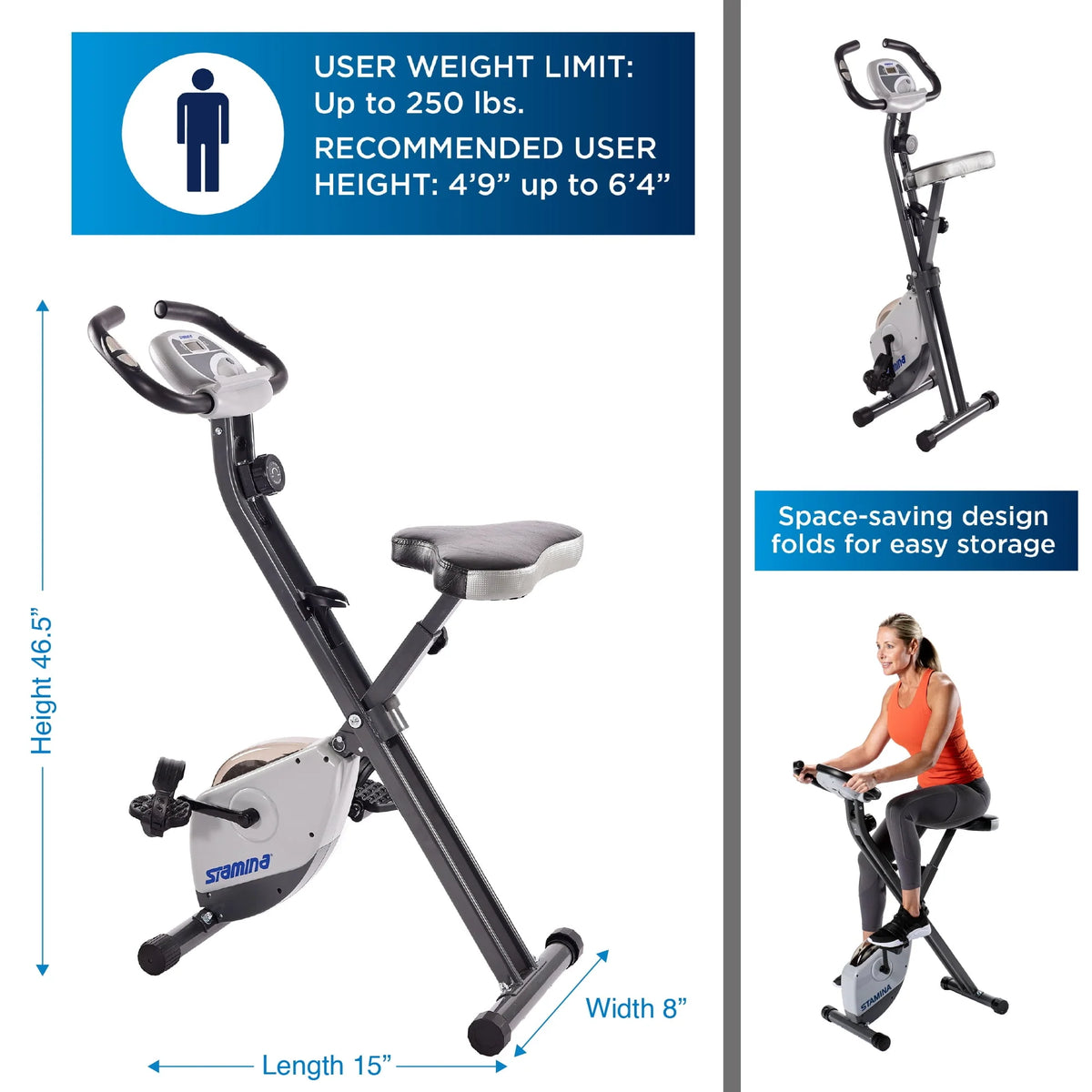 Folding Exercise Bike with Heart Rate Sensors N128713