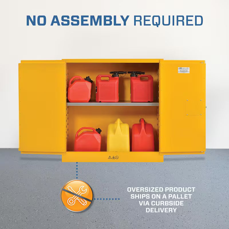 Steel Freestanding Garage Cabinet in Safety Yellow R10661