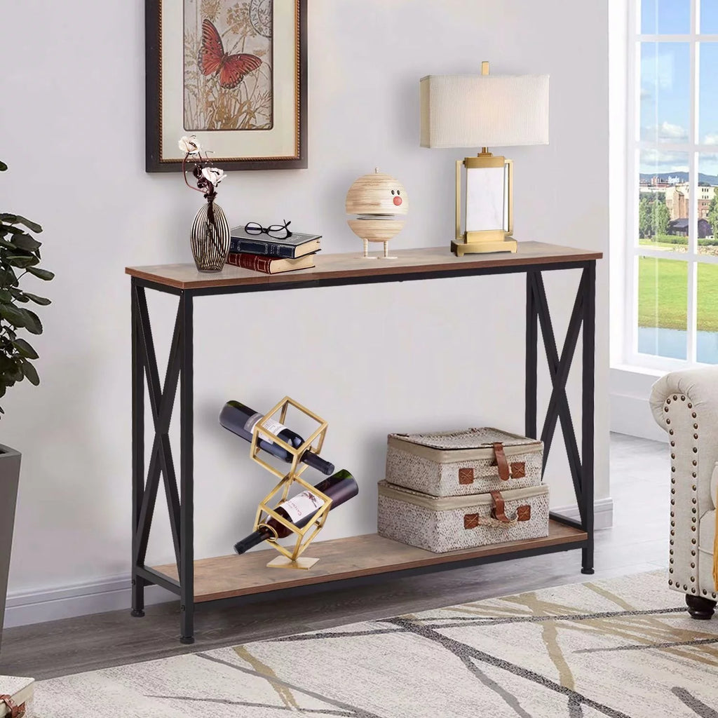 Wooden Hallway Console Table Rustic Brown K28517