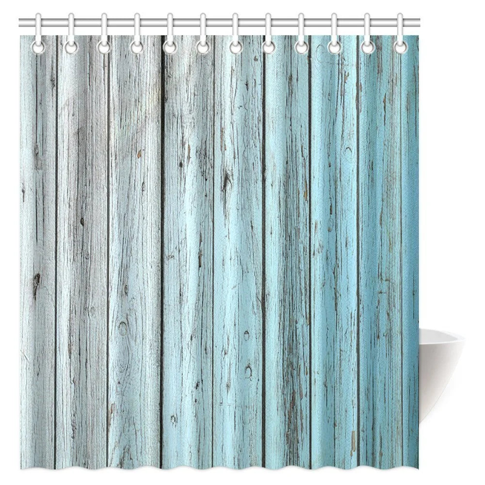 Fabric Shower Curtain Set with Hooks, 66 X 72 Inches, Teal Grey U455780