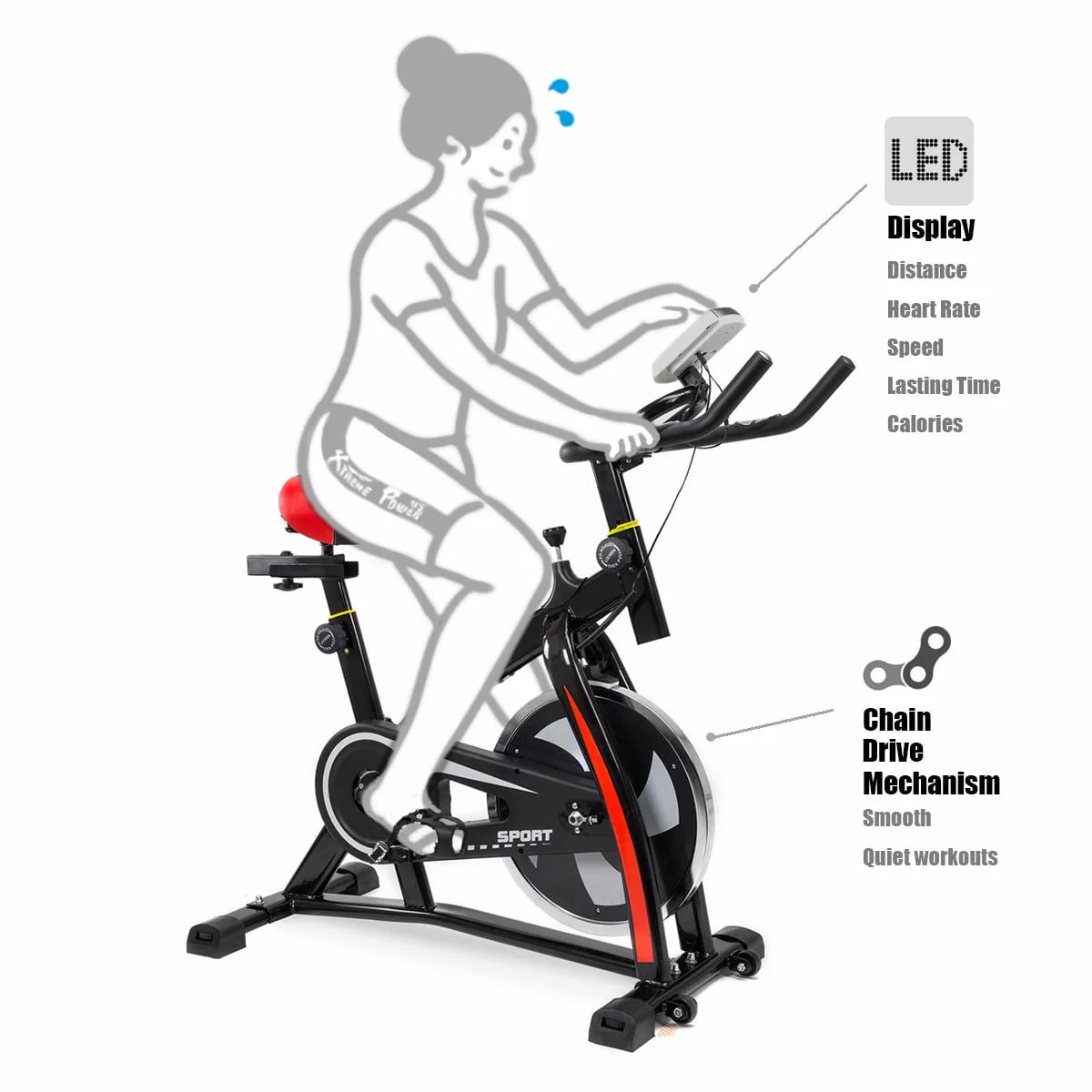 Blue Stationary Exercise Bike with Bottle Holder D87047