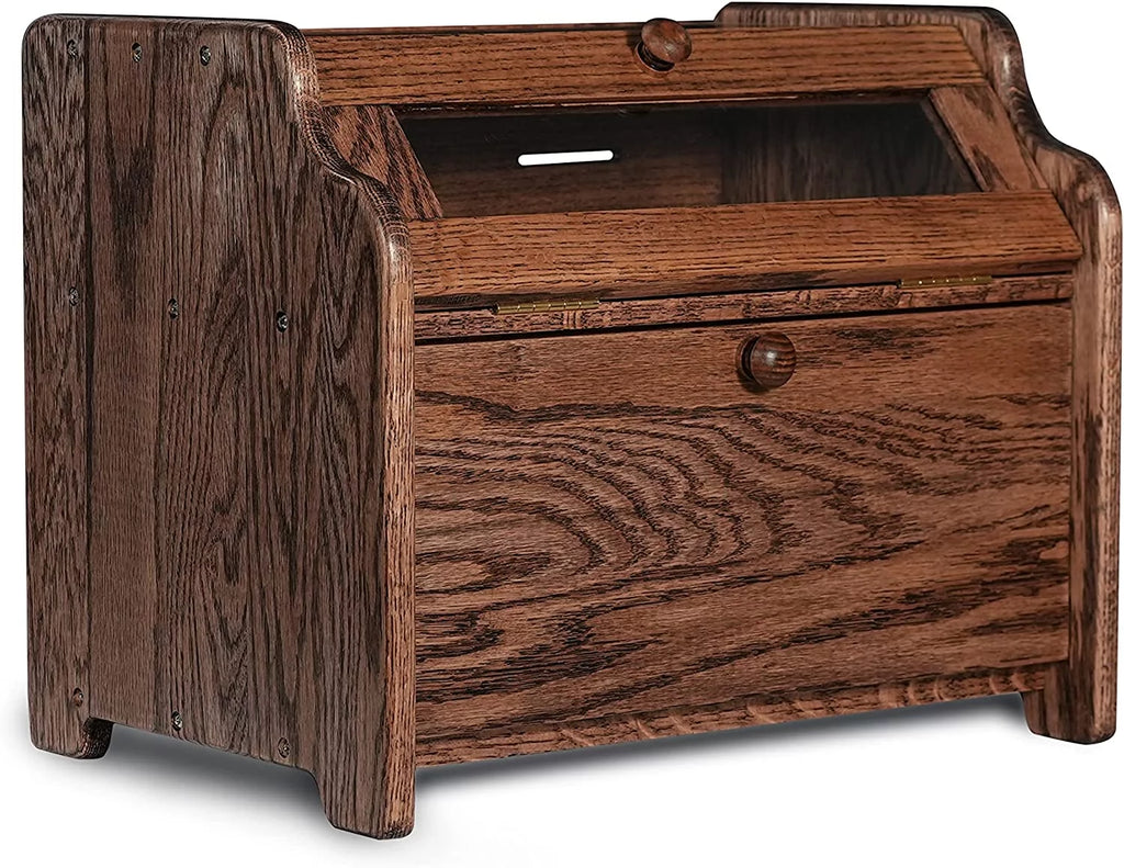 Solid Wood Oak Bread Box with Clear Window N924