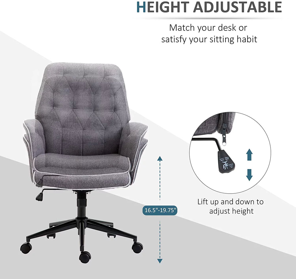 Dark Gray Tufted Linen Home Office Chair B306