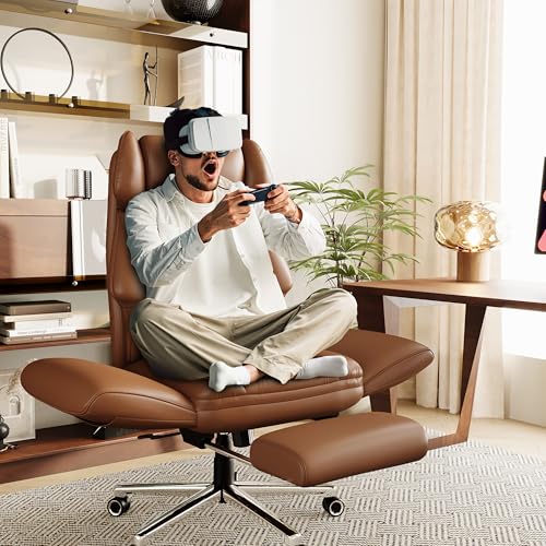 Ergonomic Chair with Footrest, Reversible Armrests, Brown T3584