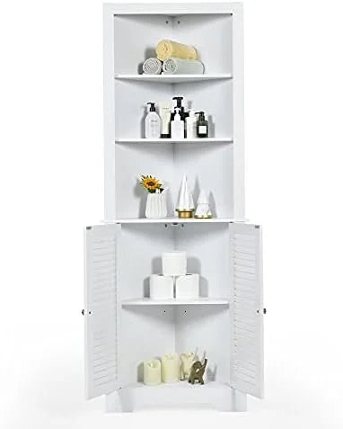 Corner Hutch Cabinet with Shutter Doors and Adjustable X392