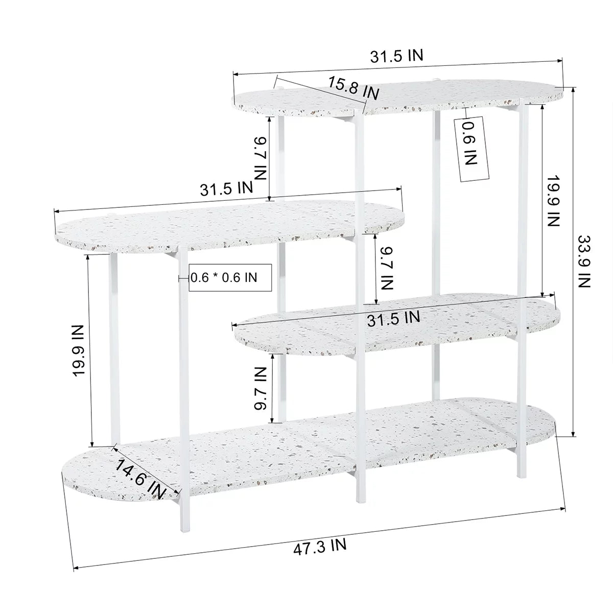 4-Tier Marble White Storage Shelf Z1587