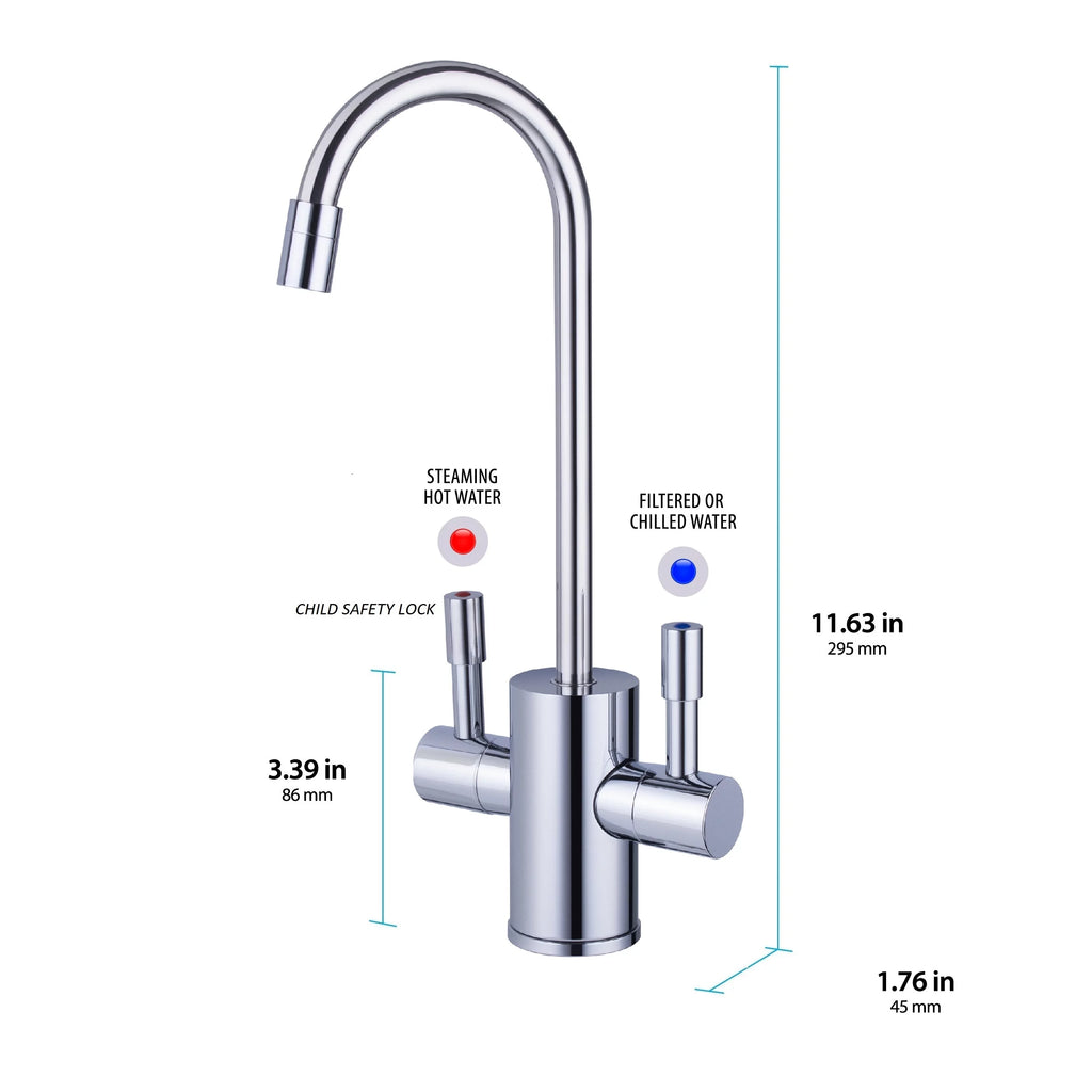 Digital Hot Water Dispenser 1300W with Brushed Nickel 2 Handle Faucet L696