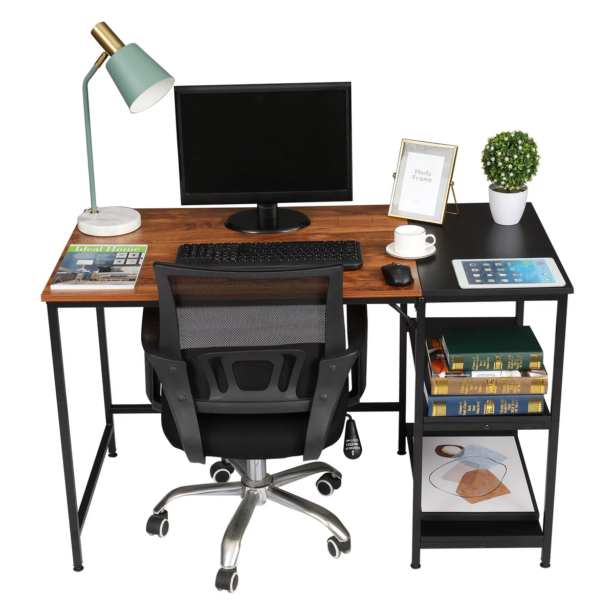 47 Inch Wooden Computer Desk with 2-Tier Storage Shelves M48620